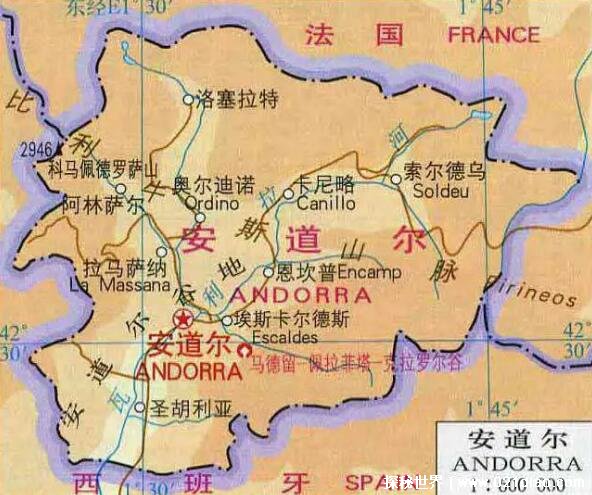 安道尔是哪个国家 安道尔地理位置地图