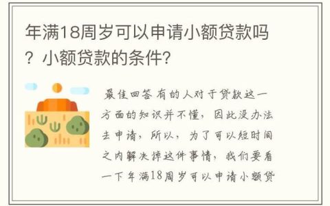 刚满18岁可以申请小额贷款吗？